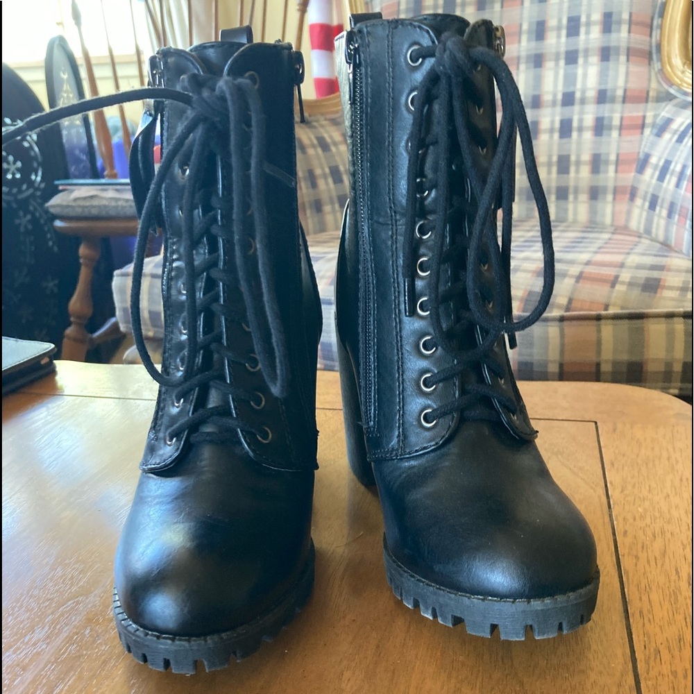 Black high heel boots